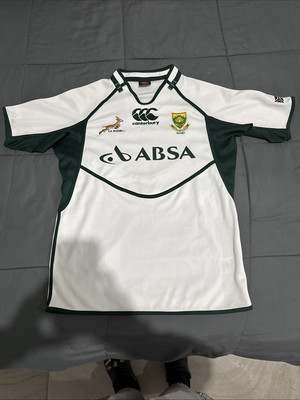 SOUTH AFRICA RUGBY National Team CANTERBURY White ABSA Jersey Size Large - Cool