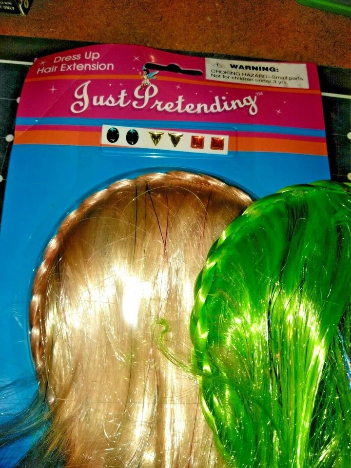 EXTENSIONES DE CABELLO HALLOWEEN - RIZOS ROJOS, CABELLO RUBIO Y VERDE, NO IMPORTA 1 NUEVO EN PAQUETE Foto 2 de 4