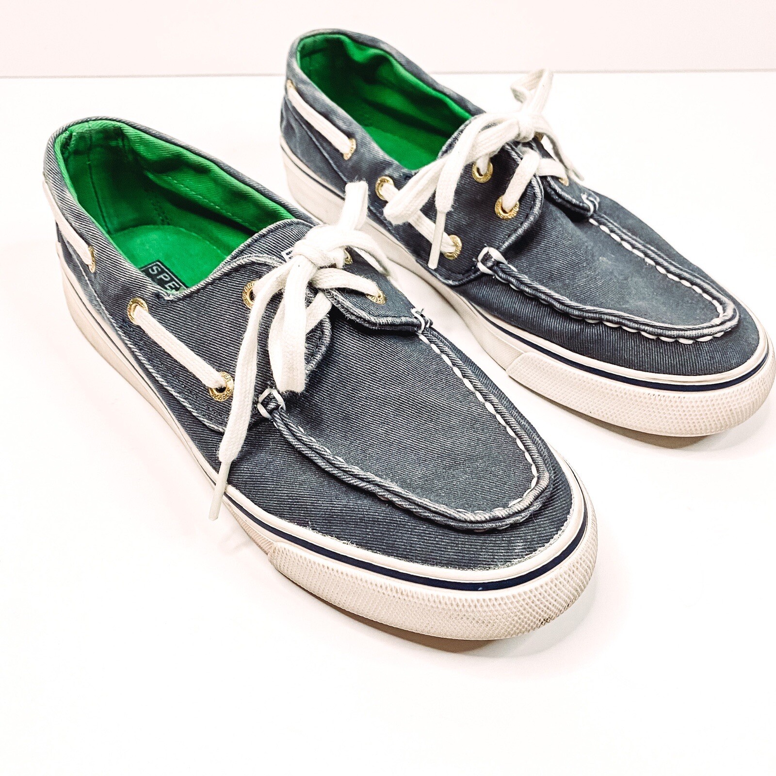Boat Shoe Blue White Canvas Slip 
