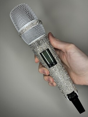 White Rhinestone Wireless Professional Microphone + Receiver System G-MARK