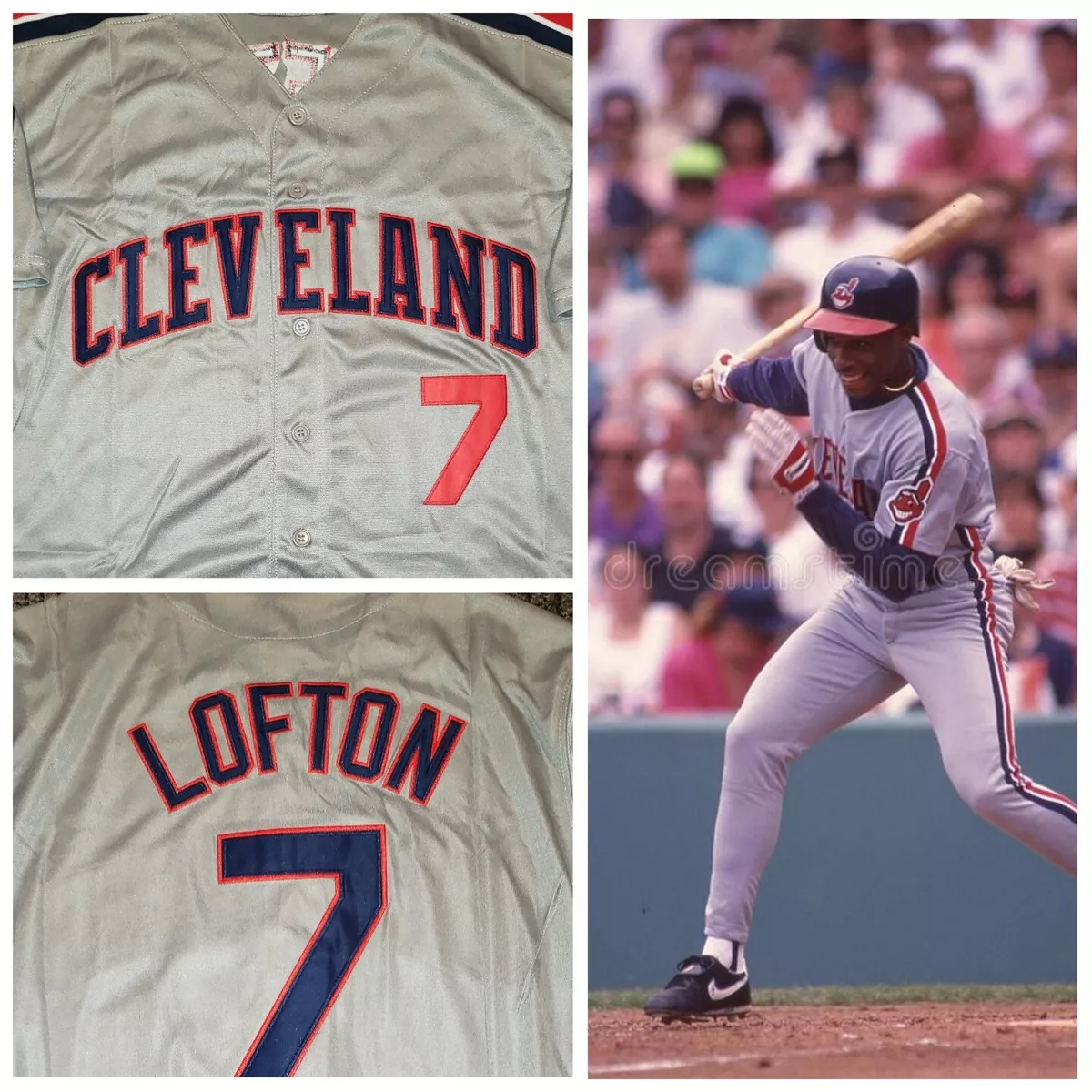 Retro Kenny Lofton Cleveland Indians Gray Size Large Baseball Jersey