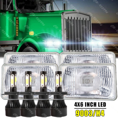 4pcs 4x6'' inch Led Headlights Hi-Lo Sealed Beam for Peterbilt Kenworth T800 W900