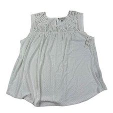NWT Zac & Rachel Woman White Swiss Dot Crochet Sleeveless Blouse Tank Plus Sz 2X