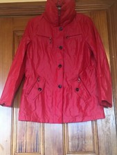 First Avenue Size 12 Red Coat With High Feature Zip Up Collar And 5 Pockets