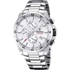Festina Chrono Sport F204631 Mens Silver Stainless Steel Dial Quartz Wristwatch