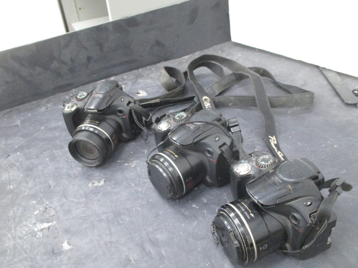 lot of 3 Canon PC1560 PowerShot SX30 IS 14.1MP Digital Camera As