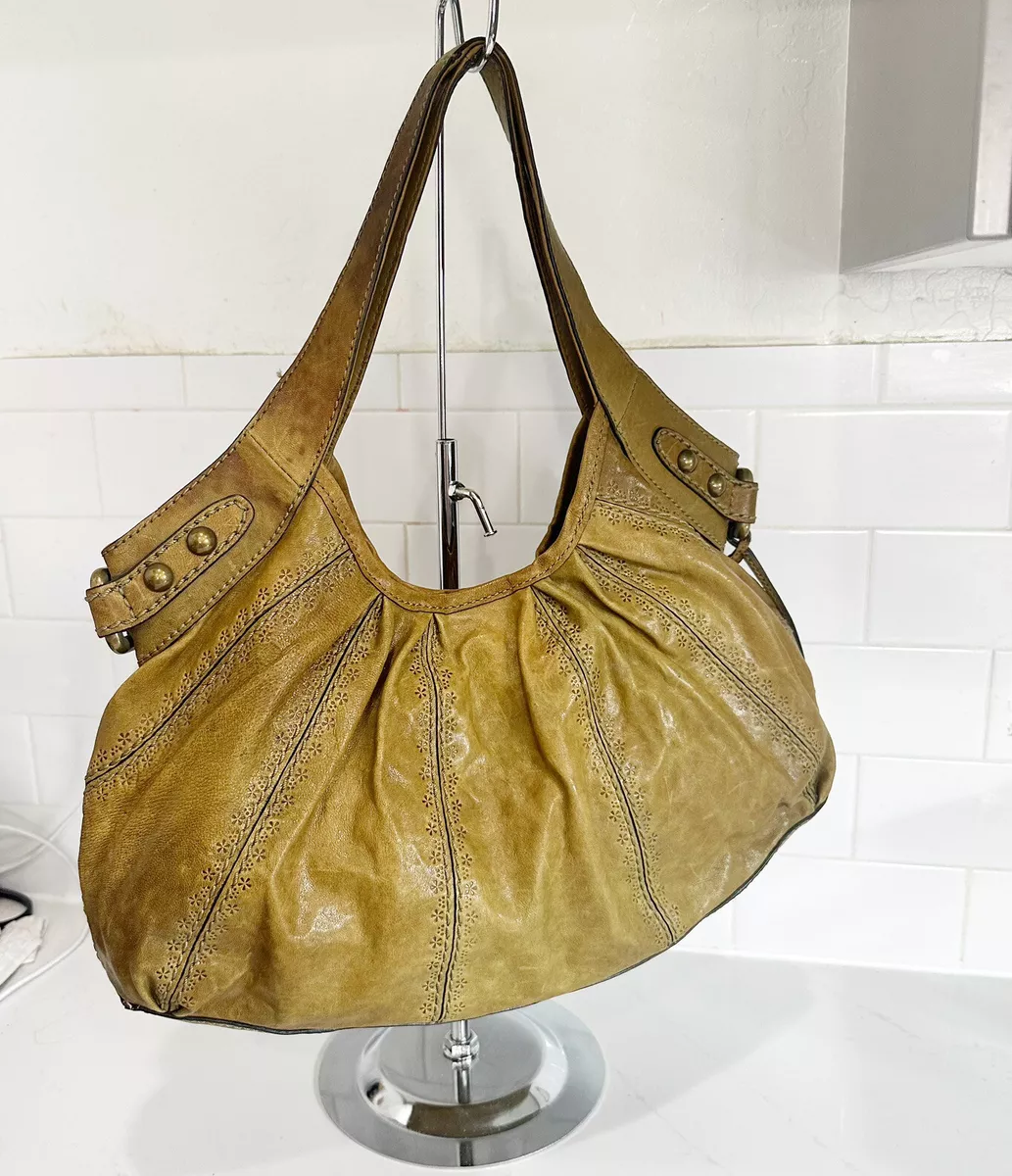 FOSSIL Green Tooled Leather Talita Shoulder Hobo Bag Purse Handbag