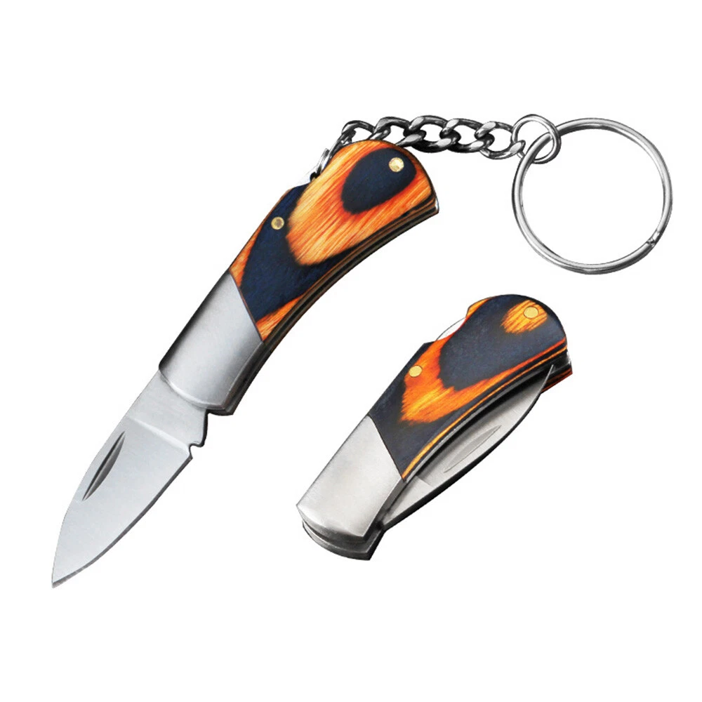 Stainless Steel Mini Pocket Knife Camouflage Keychain Keyring Cleaver Blade  Tool