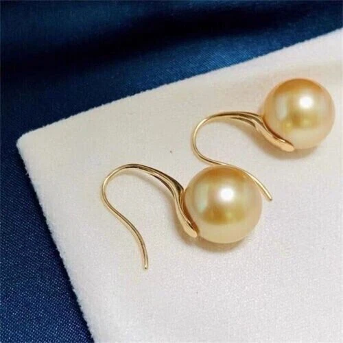 Gorgeous Pair Of 9-8mm South Sea Golden Pearl Earrings - Image 3 of 3