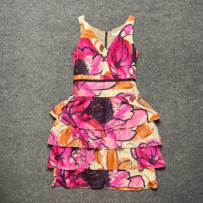 Moulinette Soeurs Womens A Line Dress Pink Floral Tiered Knee Length V Neck 2 | eBay Moulinette Soeurs Womens A Line Dress Pink Floral Tiered Knee Length V Neck 2 | eBay