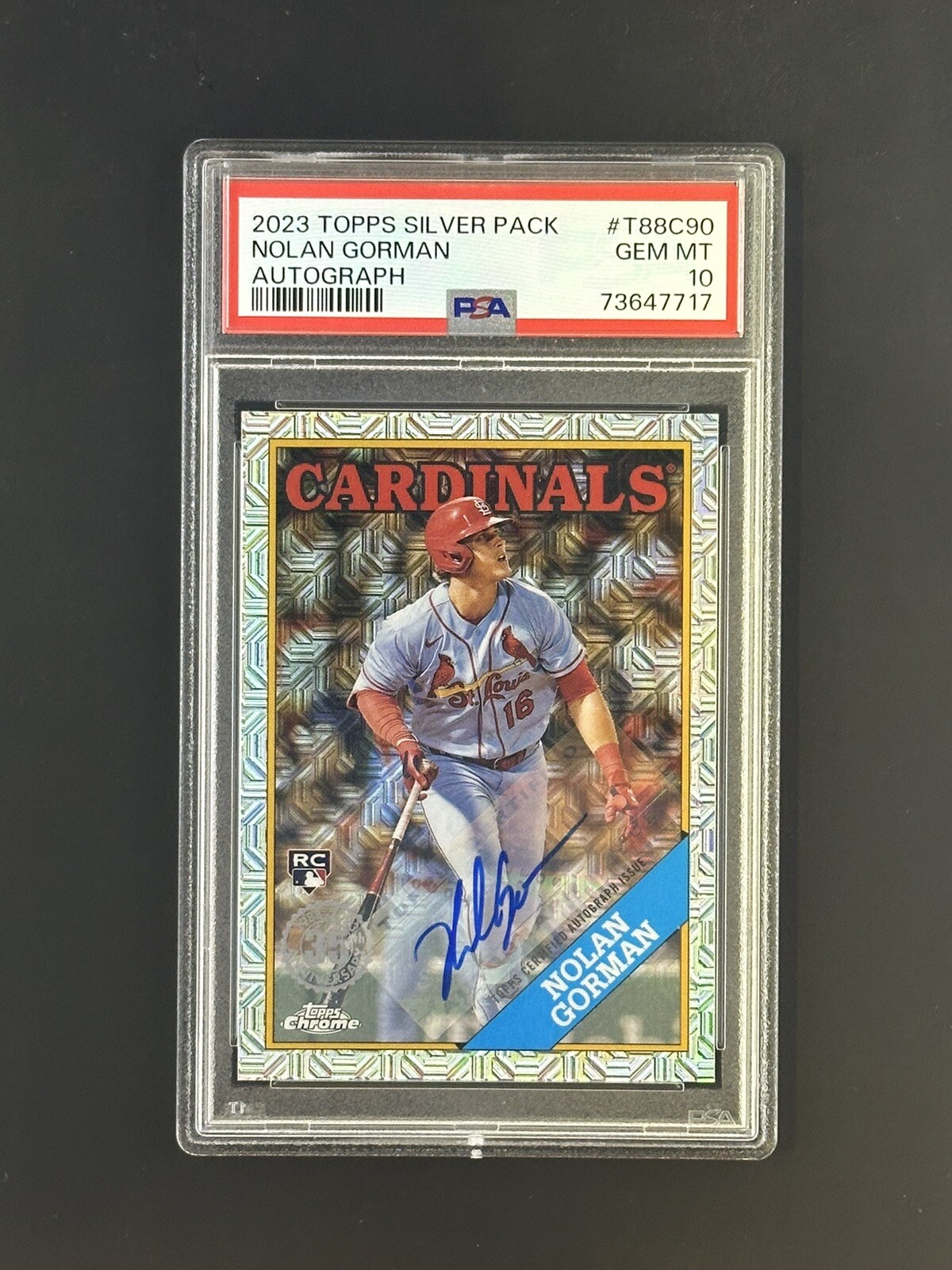 2023 Nolan Gorman RC Topps Series 1 Silver Pack Auto Cardinals PSA 10 /149