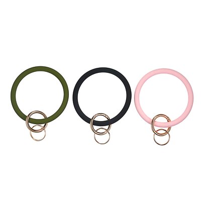 3PCS Silicone Wrist Key Ring Keychain Circle Bracelet Rubber
