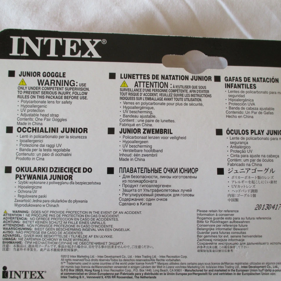 New INTEX Junior GOGGLE UV Protection One Pair GOGGLES Beach POOL BLUE GOGGLES - Image 2 of 2