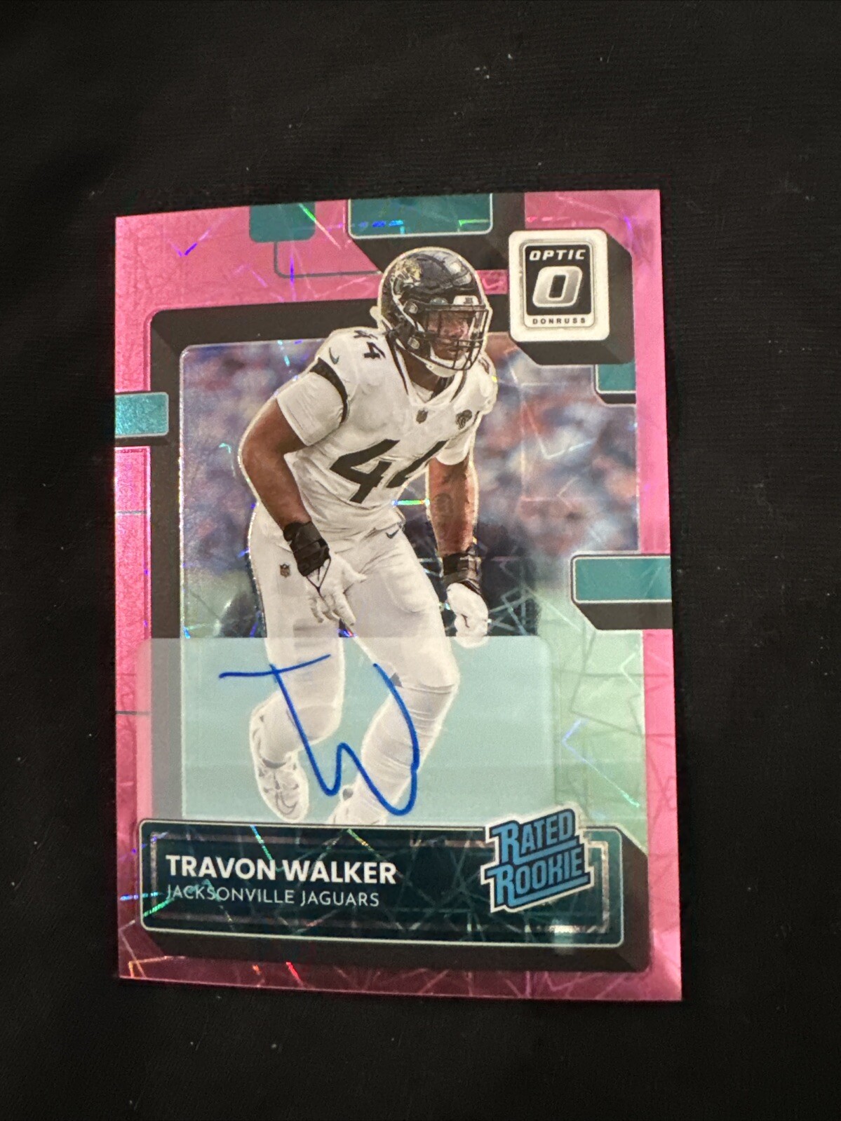 2022 Donruss Optic Rated Pink Velocity Prizm 39/50 Travon Walker Rookie Auto RC