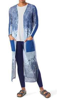 Rhonda Shear Ombre Mesh Knit Duster Tunic Bathing Suit Cover-Up