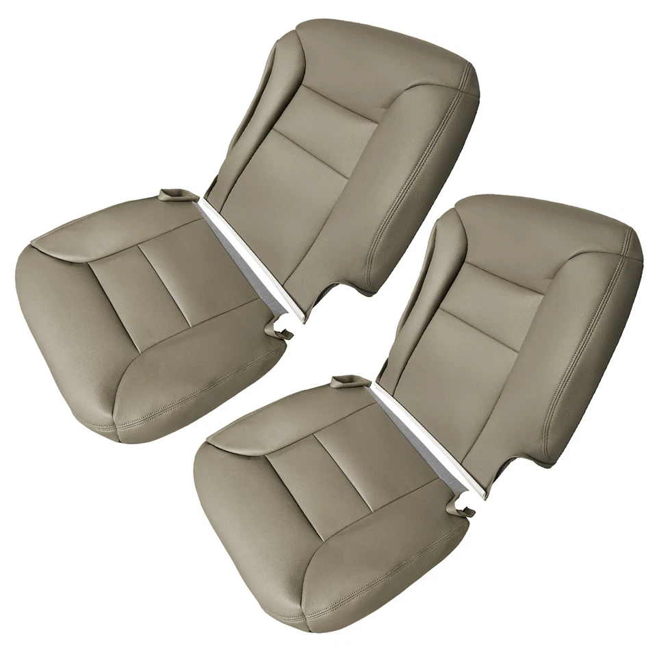 PARA CHEVY TAHOE 1995-1999 CUBIERTA DE ASIENTO DE CUERO DE REPUESTO INFERIOR DELANTERA BRONCEADA Foto 3 de 4