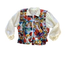Lavon Vintage 90s Windbreaker Full Zip Track Jacket Flowers Colorful Size Large