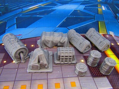 11pc Space Ship Cargo Shipping Docks Set Scenery Scatter Terrain 3D Print