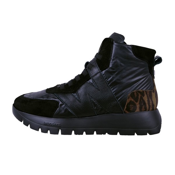 Wonders England: Botines MujerPlataforma de Piel Negra Ligera - Modelo A-2471