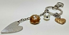 Textured Heart Bag Purse Key Chain Charm Faux Pearl Minimalist