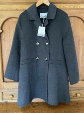 GANNI wool double breasted midi coat jacket p...