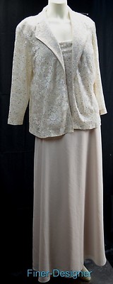 Robe Maxi Coldwater Creek Beige Avec Veste Assortie – Taille S, Manches Courtes, Femme
