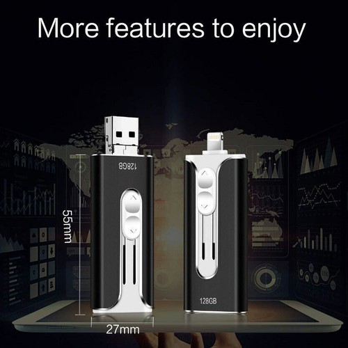 USB Flash Drive Memory Stick for iPhone External Storage 3 in1 USB 3.0 64G 256G - Picture 8 of 17