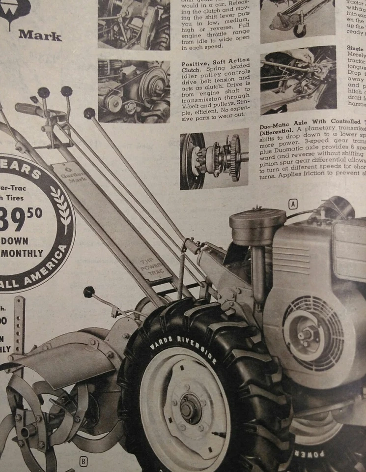 Montgomery Ward MW 1961 Granja Catálogo COLOR Césped Jardín Tractor Herramienta Sierra de Cadena Foto 3 de 3