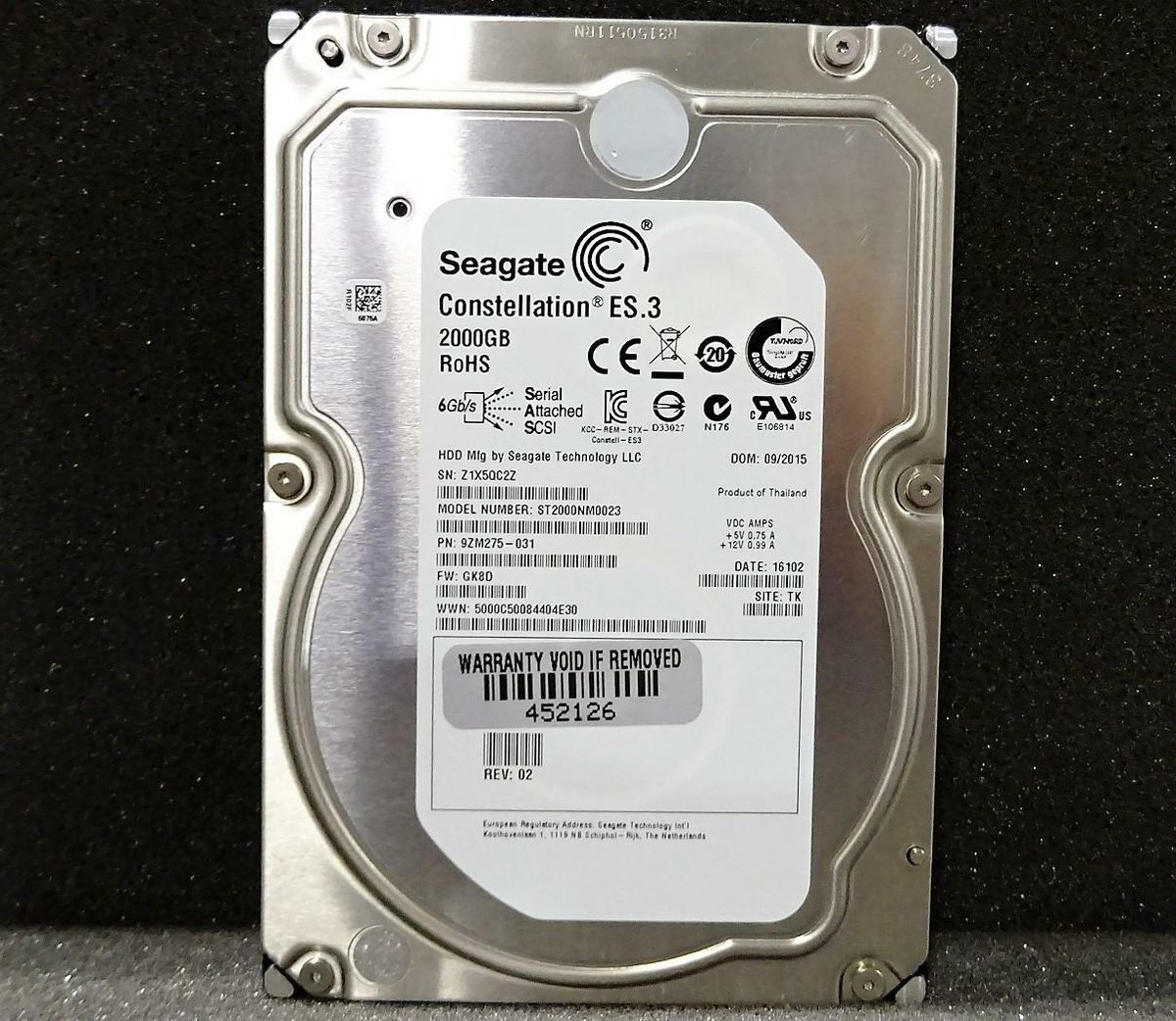 ST2000NM0023 Seagate 9ZM275-031 2TB 7.2KRPM 6Gb/s 3.5
