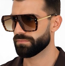 Vintage Sunglasses Men Oversized Square Sunglasses Women Retro Flat Top Big New