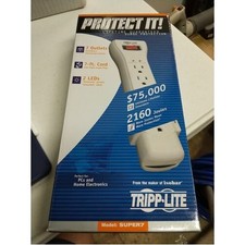 Eaton SUPER7 7 OUTLET SURGE STRIP 7 FT CORD 2160 JOULES WHITE RIGHT ANGLE PLUG