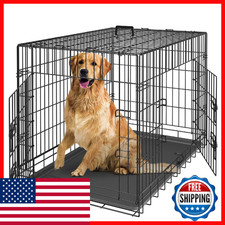 ZENY 30/36/42 Inch Dog Crate Double Door Folding Metal Dog or Pet Crate Kennel w