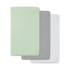 15" x 33" Fitted Bassinet Sheet, 100 Natural Cotton Jersey Knit, Celery/Gray...