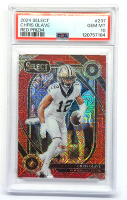 2024 Select Chris Olave Red Prizm 1/49 Club Level Saints PSA 10 1st on Print!