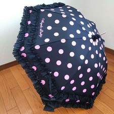 Preview of Angelic Pretty Frill Dot Umbrella Black Pink Polka Dot Sweet Lolita