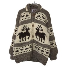 Giacca in maglia Kanata Cowichan modello renna made in Canada lana beige F/S