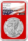 2025 $1 American Silver Eagle NGC MS70 ER Flag Label Red Core