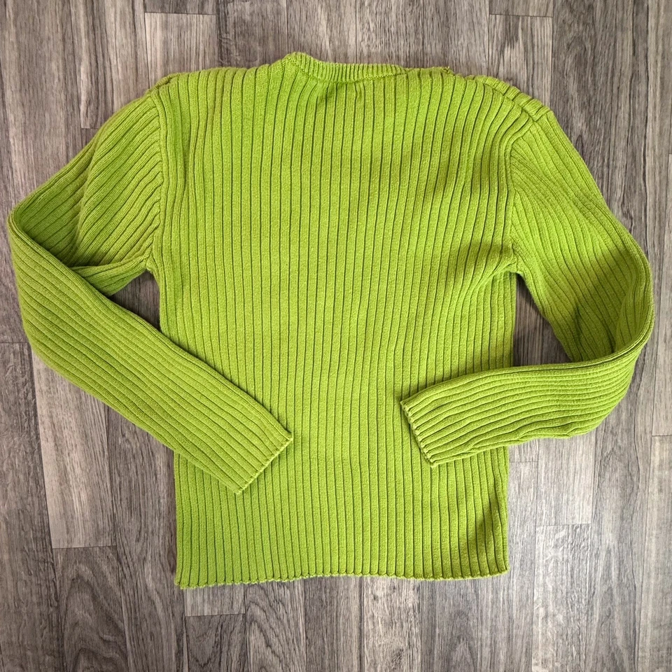 Pierre Cardin Bright Green Ribbed Cotton Sweater Pullover – 100% Cotton - Image 2 of 4