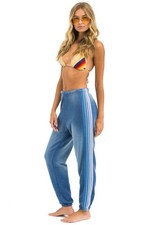 AVIATOR NATION   New  5 Stripe Sweatpants in Faded Water Size Medium