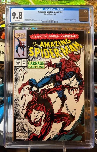 Marvel Amazing Spider-Man 361 CGC 9.8 1992 1st Appearance Carnage White Pages