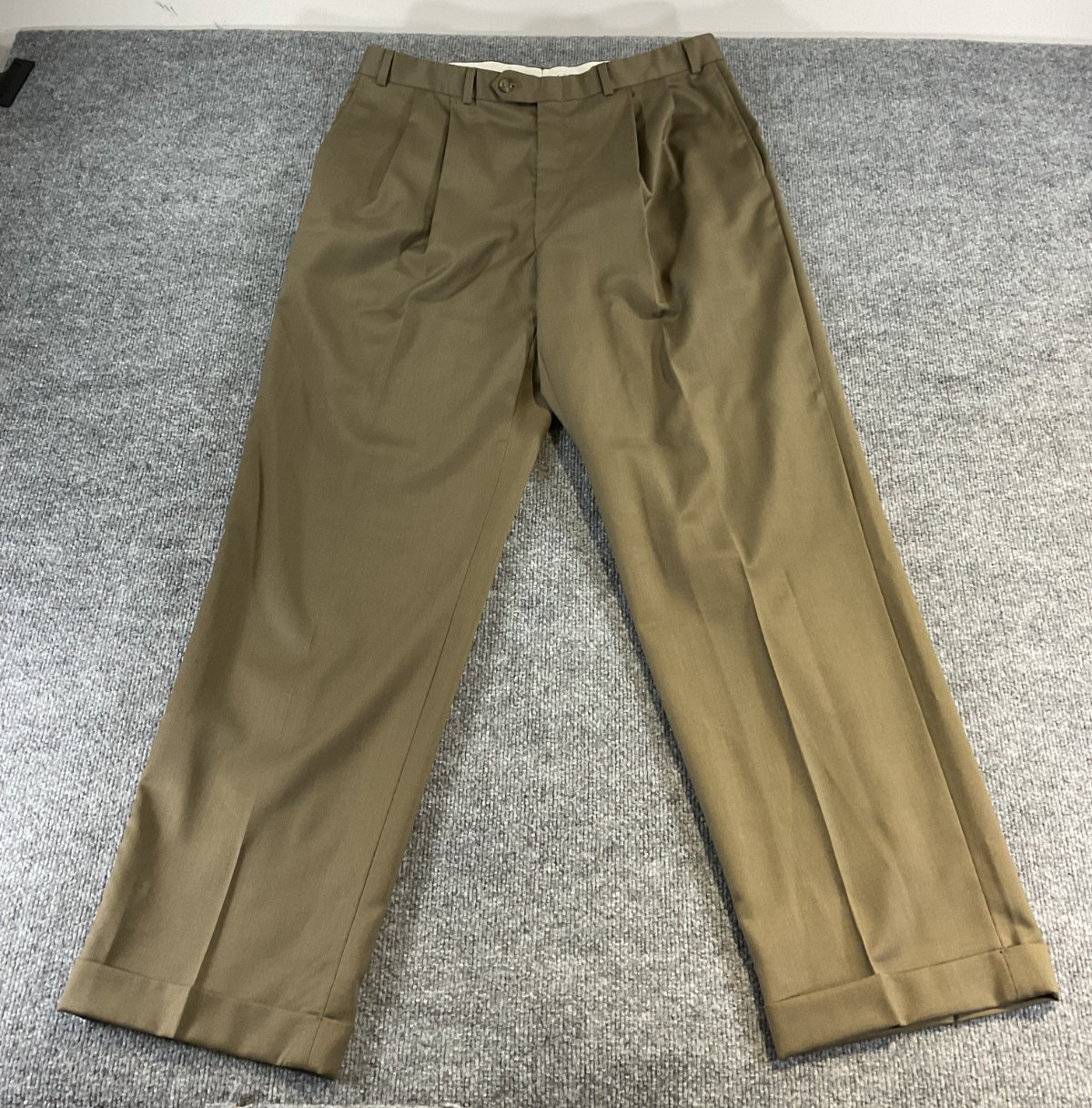 Lauren Ralph Lauren Men’s 36x32 100% Wool Laine Pleated Dress Pants Brown Cuffed