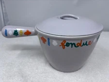 Le Creuset LN16 VTG 1970'S white enameled cast iron fondue pot windsor-style