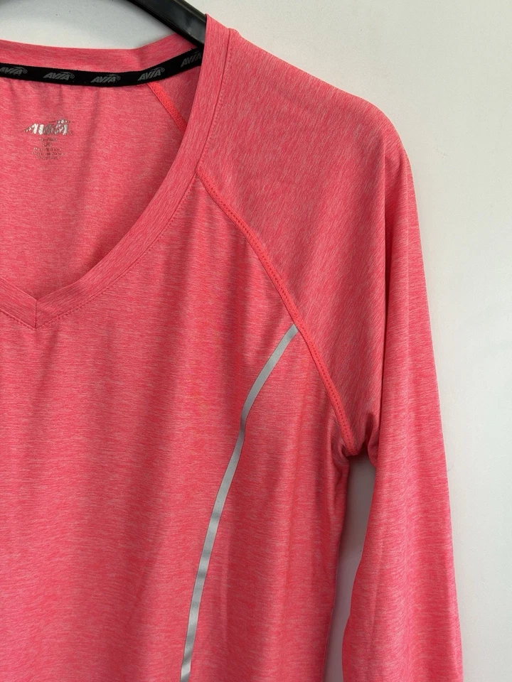 Top activo Avia para mujer L rosa cuello en V manga larga transpirable poliéster bolsillo con cremallera Foto 3 de 4