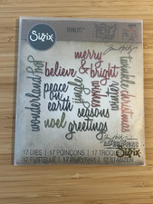 Sizzix Tim Holtz Thinlits Dies: Holiday Words Script, very good used condition