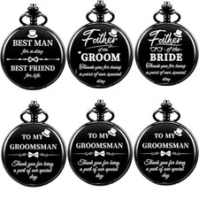 Groomsmen Gifts Set Pocket Watch for Men Bestman Gift H.1BM 3GRM 1FOB 1FOG