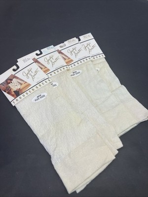 Vintage Trouser Socks Jaclyn Smith Plus Size New 1990s Textured Ivory Lot of 4