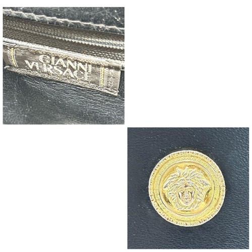 VERSACE Sac à main fourre-tout sac à main Méduse cuir noir authentique - Photo 20/24