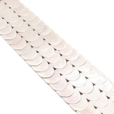 925 Sterling Silver Vintage Bracelet Modernist Mermaid Scale Disc Link  BT11633