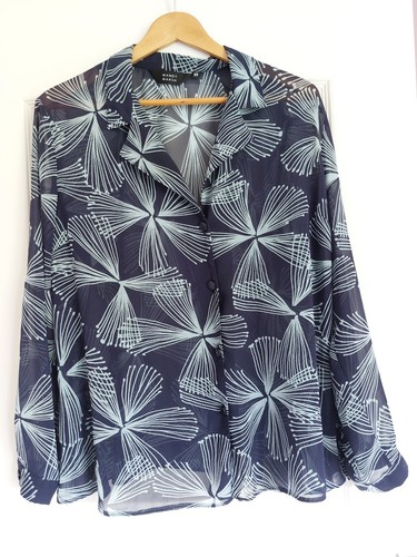 mandy marsh design chiffon style lined navy duck egg blueElasticated waist skirt - Picture 2 of 6