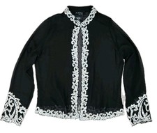 J Kara New York Beaded Bolero Shrug Cover Black Evening 10 Long Sleeve Sheer
